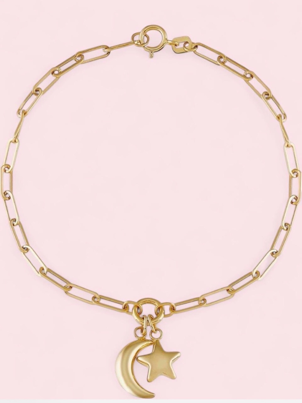 14k Gold Moon & Star Charm Necklace - Women Jewelry